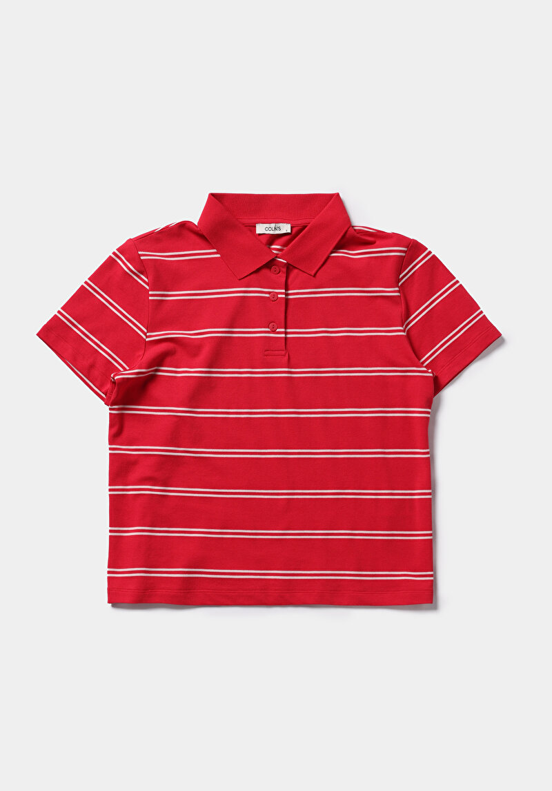 Imagine a Tricou Polo Cu Maneca Scurta De Dama Roşu Regular Fit  Cl1078644