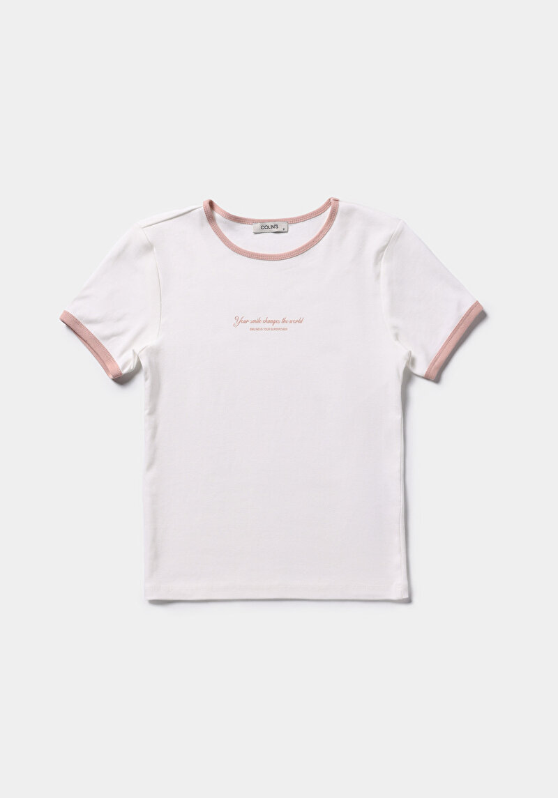 Imagine a Tricou Cu Maneca Scurta De Dama Alb Slim Fit  Cl1078774