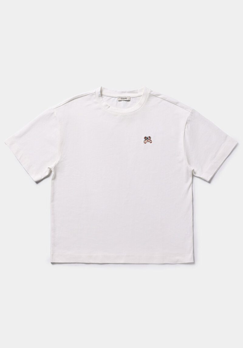 Afișați detalii pentru Tricou Cu Maneca Scurta De Dama Alb Boyfriend Fit  Cl1079355