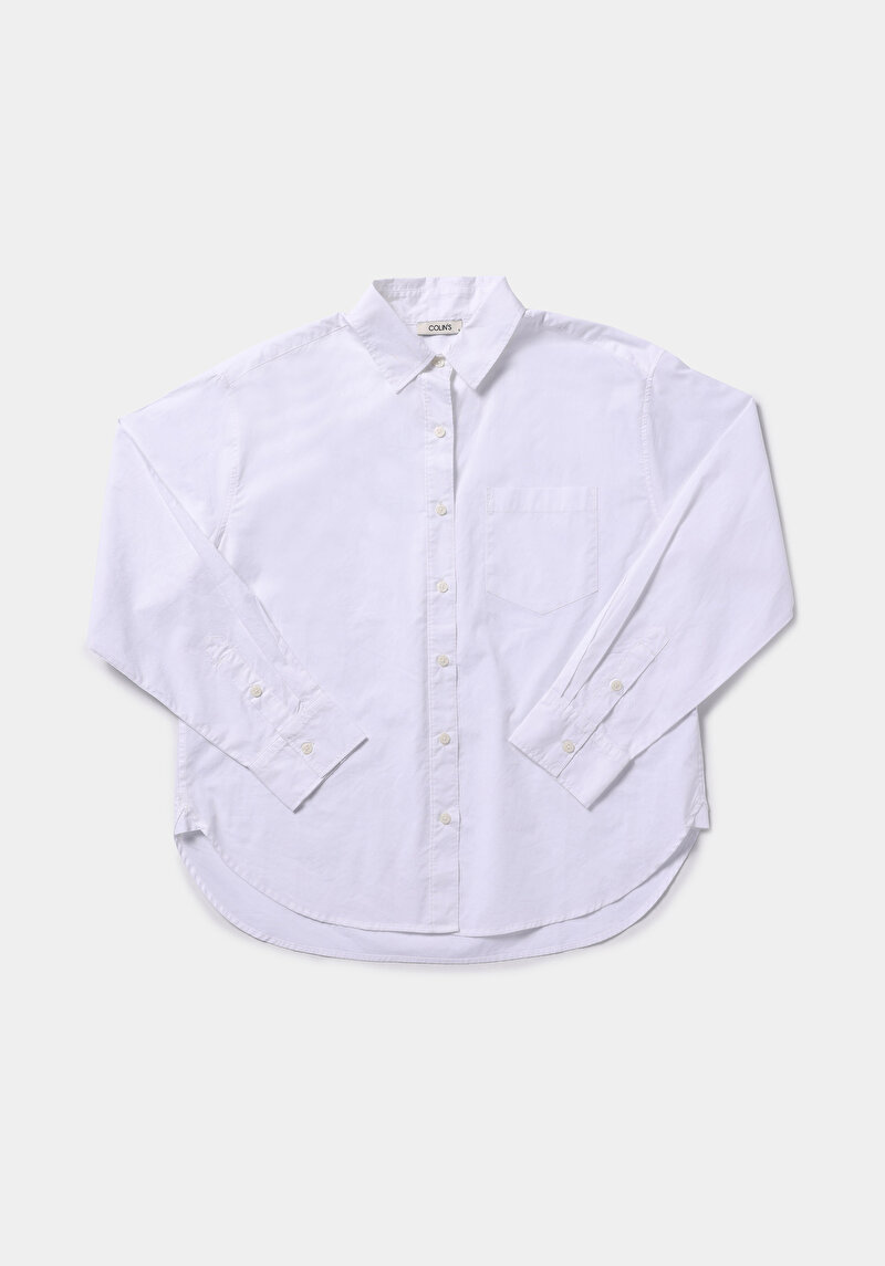 Afișați detalii pentru Camasa Cu Maneca Lunga De Dama Alb Boyfriend Fit  Cl1078110