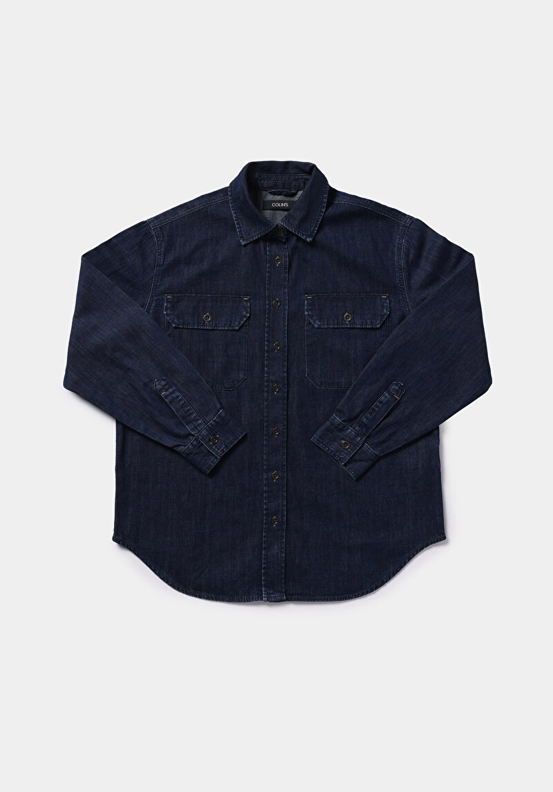 Afișați detalii pentru Camasa Cu Maneca Lunga De Dama Albastru Inchis Regular Fit  Cl1078314