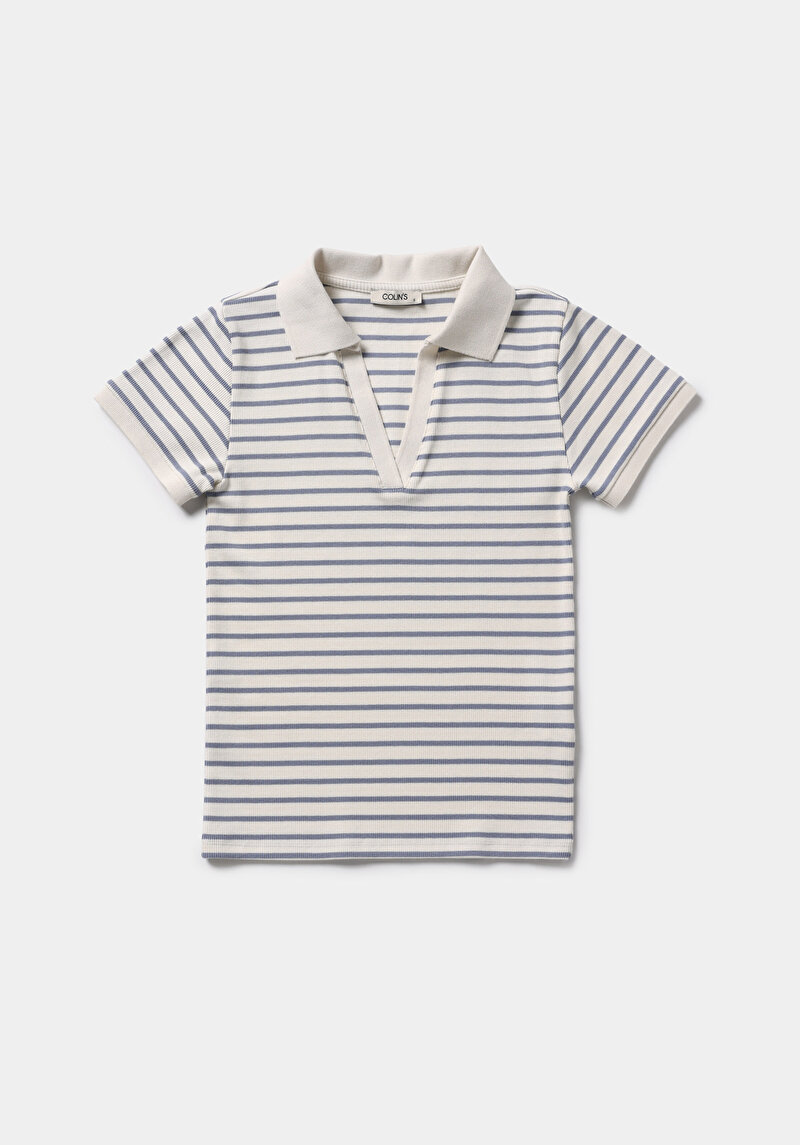 Imagine a Tricou Polo Cu Maneca Scurta De Dama Albastru Slim Fit  Cl1079584