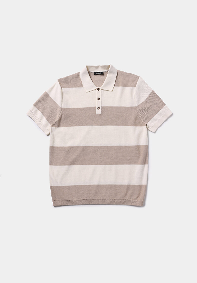 Afișați detalii pentru Pulover Cu Mâneci Scurte De Barbati Bej Regular Fit  Cl1077622