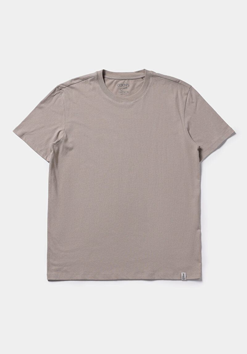 Afișați detalii pentru Regular Fit Round Neck Drept Bărbați Stone Tricou Cu Mânecă Scurtă