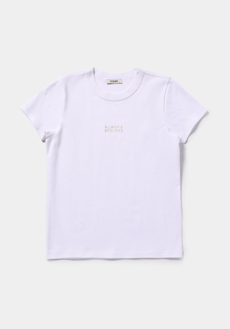 Afișați detalii pentru Tricou Cu Maneca Scurta De Dama Alb Slim Fit  Cl1079347