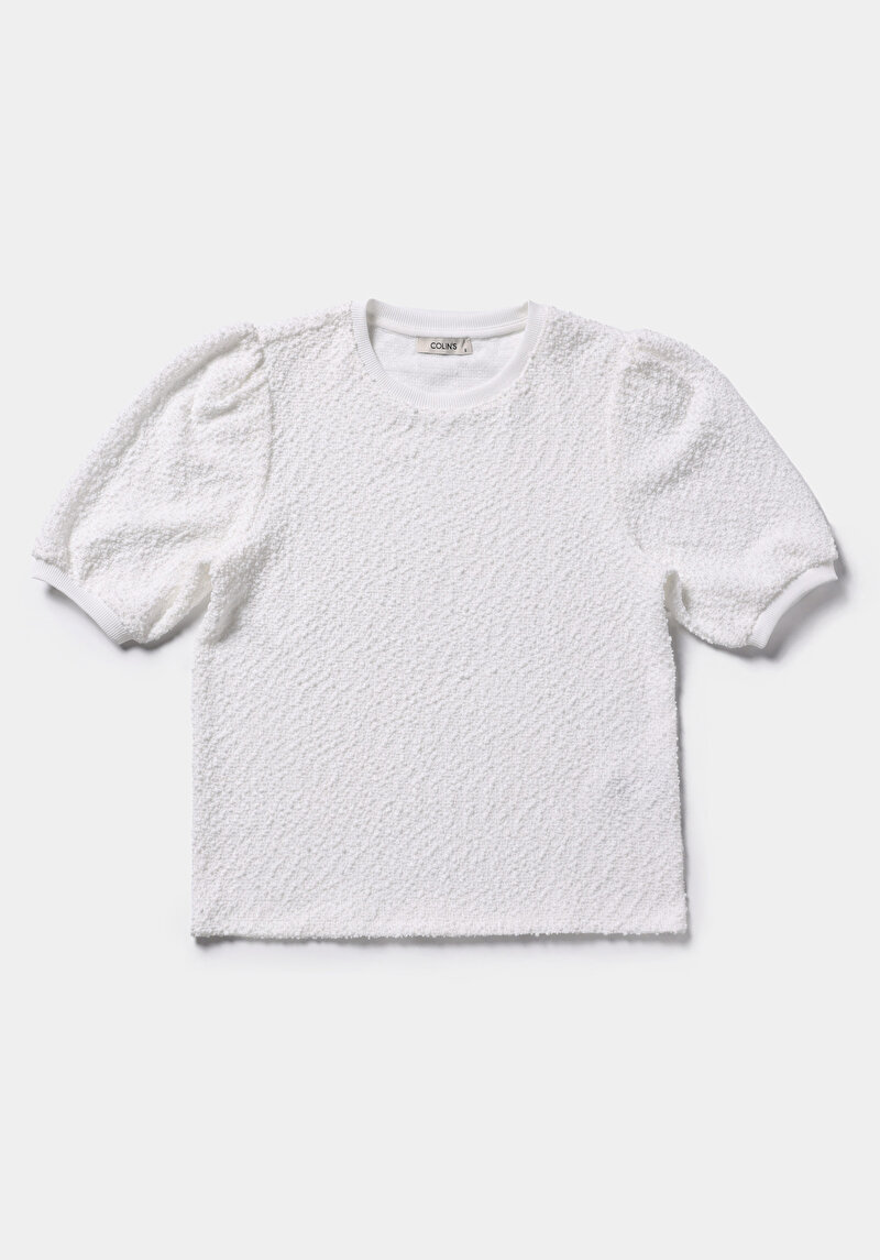 Afișați detalii pentru Pulover Cu Mâneci Scurte De Dama Alb Regular Fit  Cl1079155