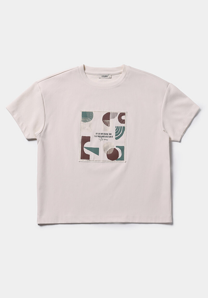 Afișați detalii pentru Tricou Cu Maneca Scurta De Dama Ecru Regular Fit  Cl1079370