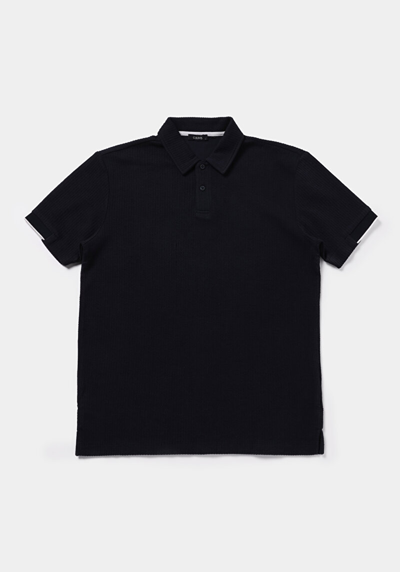 Afișați detalii pentru Tricou Polo Cu Maneca Scurta De Barbati Albastru Marin Regular Fit  Cl1079903