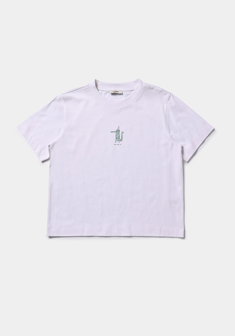 Imagine a Tricou Cu Maneca Scurta De Dama Alb Boxy Fit  Cl1078907