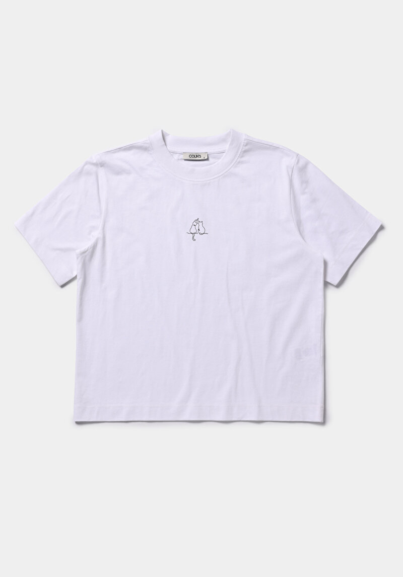 Imagine a Tricou Cu Maneca Scurta De Dama Alb Boxy Fit  Cl1079329