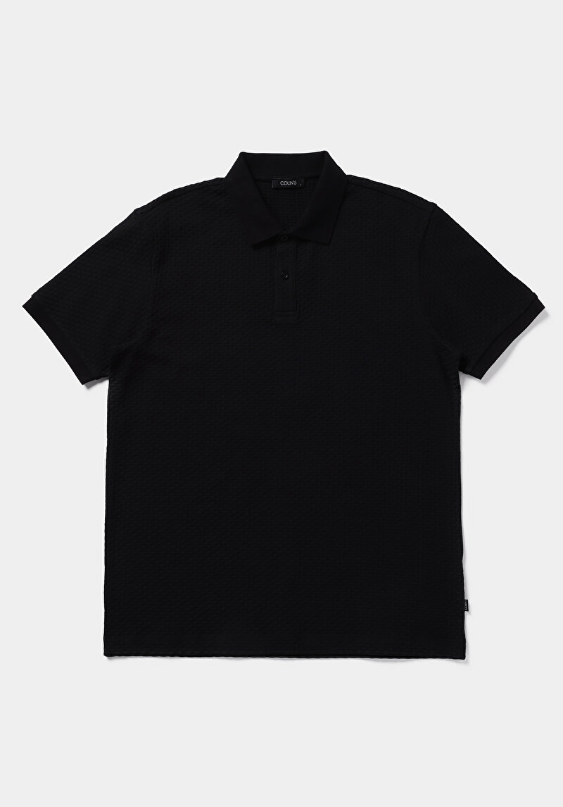 Afișați detalii pentru Tricou Polo Cu Maneca Scurta De Barbati Negru Regular Fit  Cl1079438