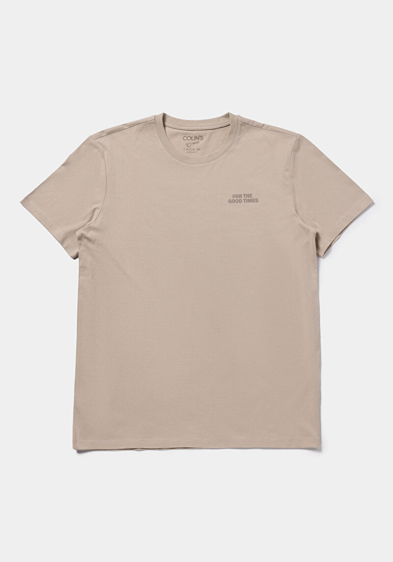 Afișați detalii pentru Tricou Cu Maneca Scurta De Barbati Bej Regular Fit  Cl1079722