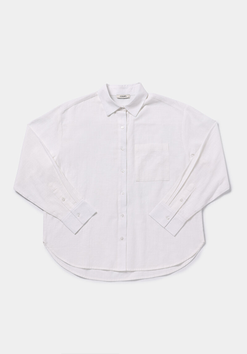 Afișați detalii pentru Camasa Cu Maneca Lunga De Dama Alb Boyfriend Fit  Cl1079434