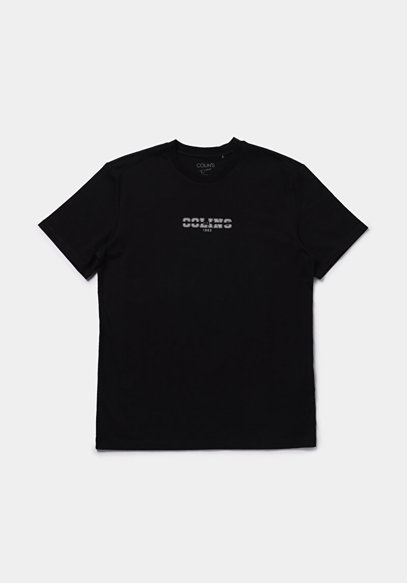 Afișați detalii pentru Tricou Cu Maneca Scurta De Barbati Negru Regular Fit  Cl1079724