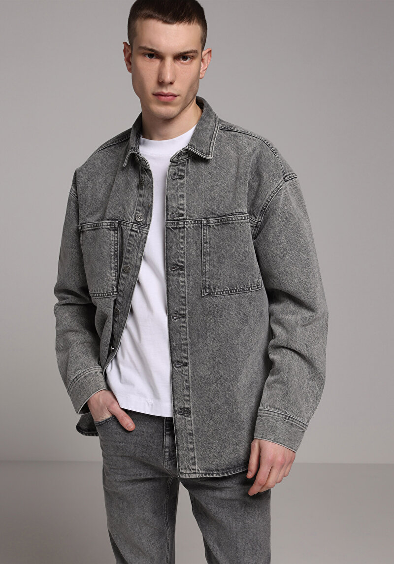 Imagine a Jachetă De Barbati Antracit Oversize Fit  Cl1078420