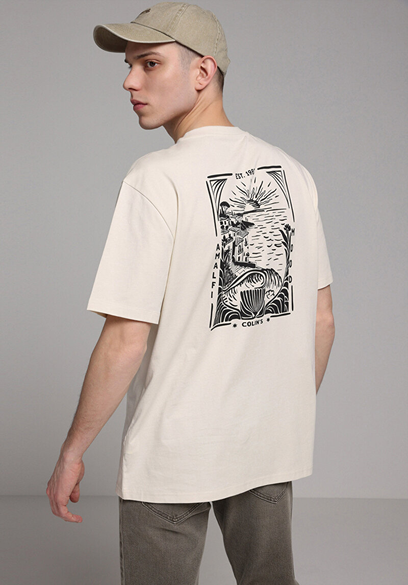 Imagine a Tricou Cu Maneca Scurta De Barbati Bej Comfort Fit  Cl1075257