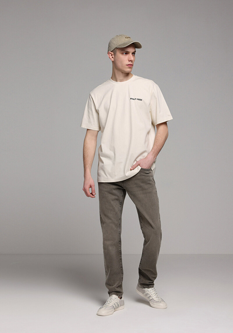 Imagine a Tricou Cu Maneca Scurta De Barbati Bej Comfort Fit Cl1075257