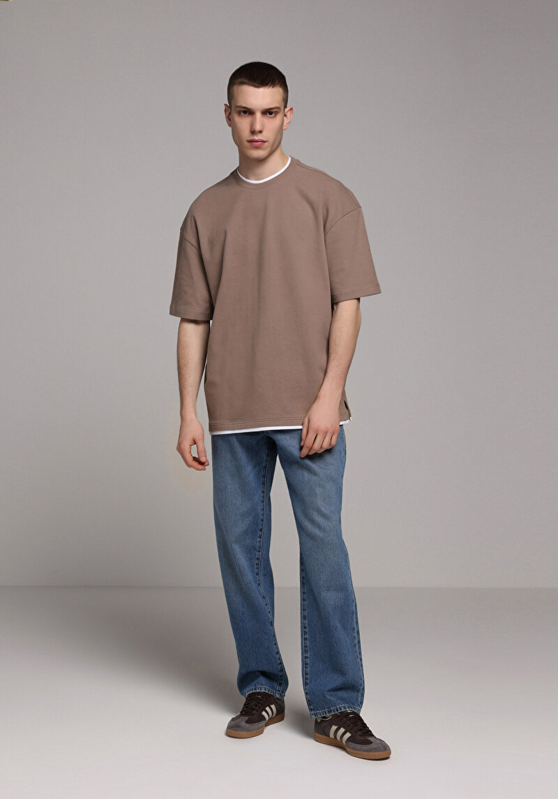 Imagine a Tricou Cu Maneca Scurta De Barbati Maro Oversize Fit Cl1078804