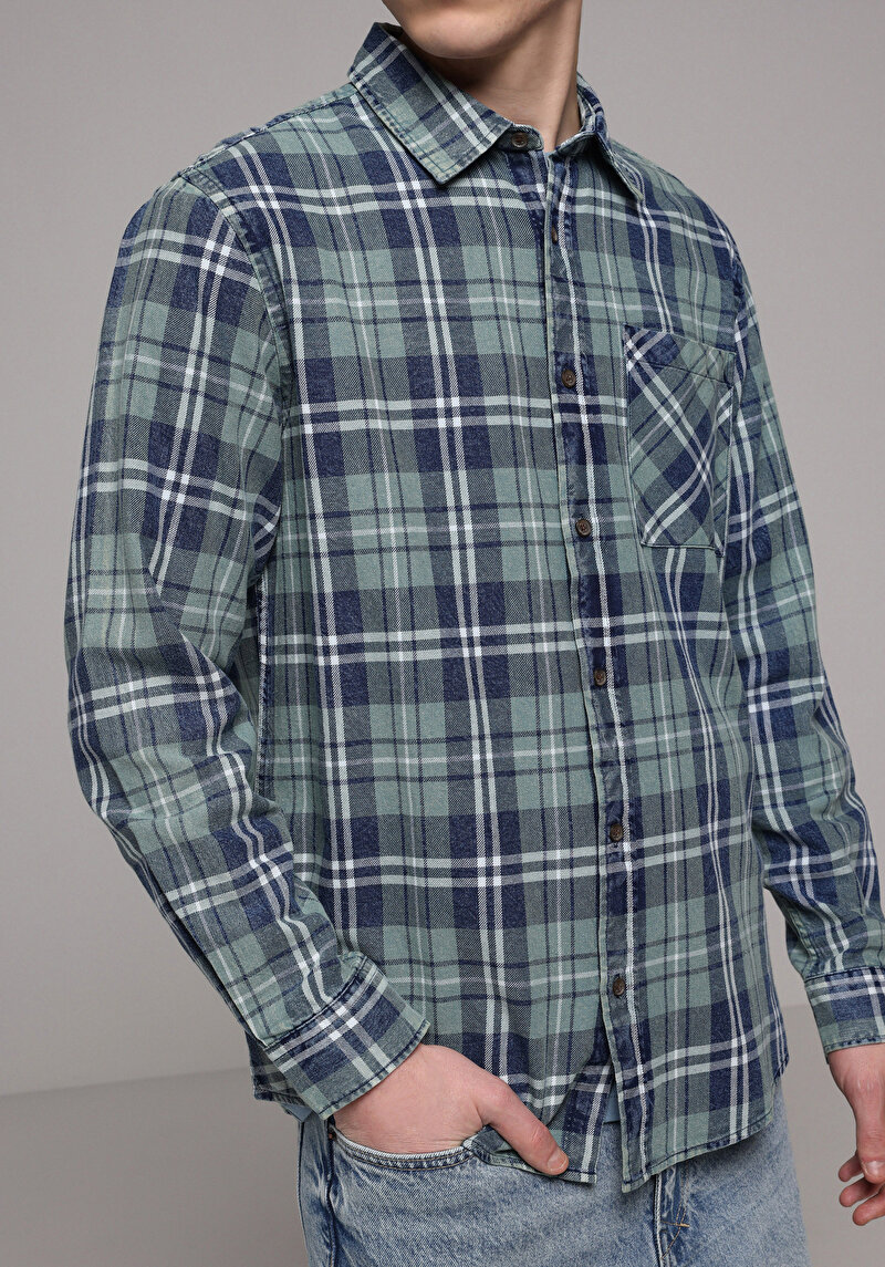 Afișați detalii pentru Camasa Cu Maneca Lunga De Barbati Verde Regular Fit  Cl1078984