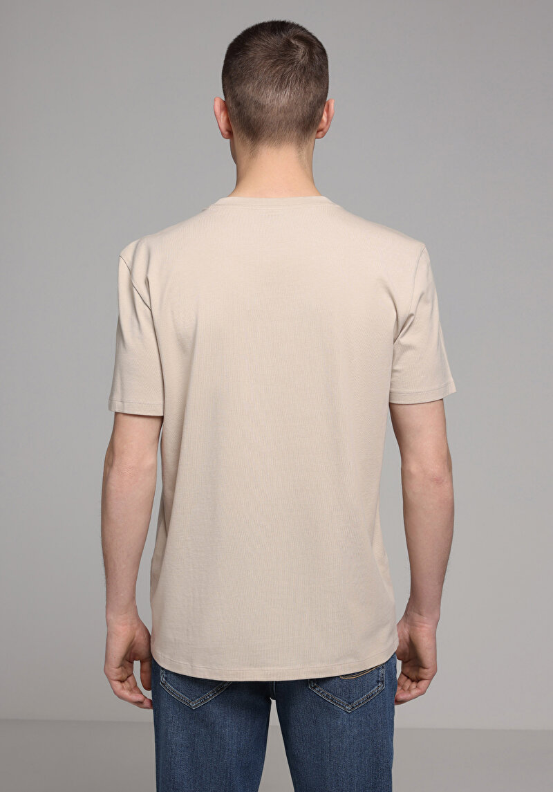 Imagine a Tricou Cu Maneca Scurta De Barbati Bej Regular Fit Cl1079722