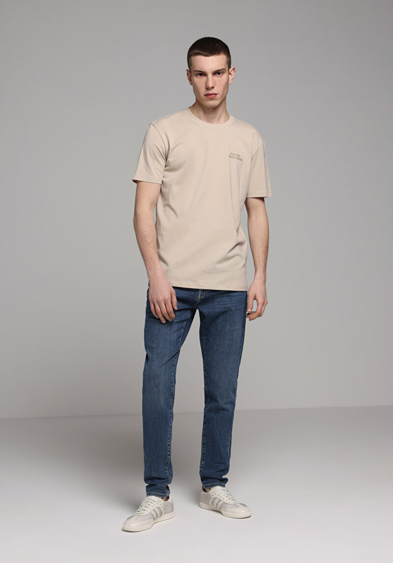 Imagine a Tricou Cu Maneca Scurta De Barbati Bej Regular Fit Cl1079722