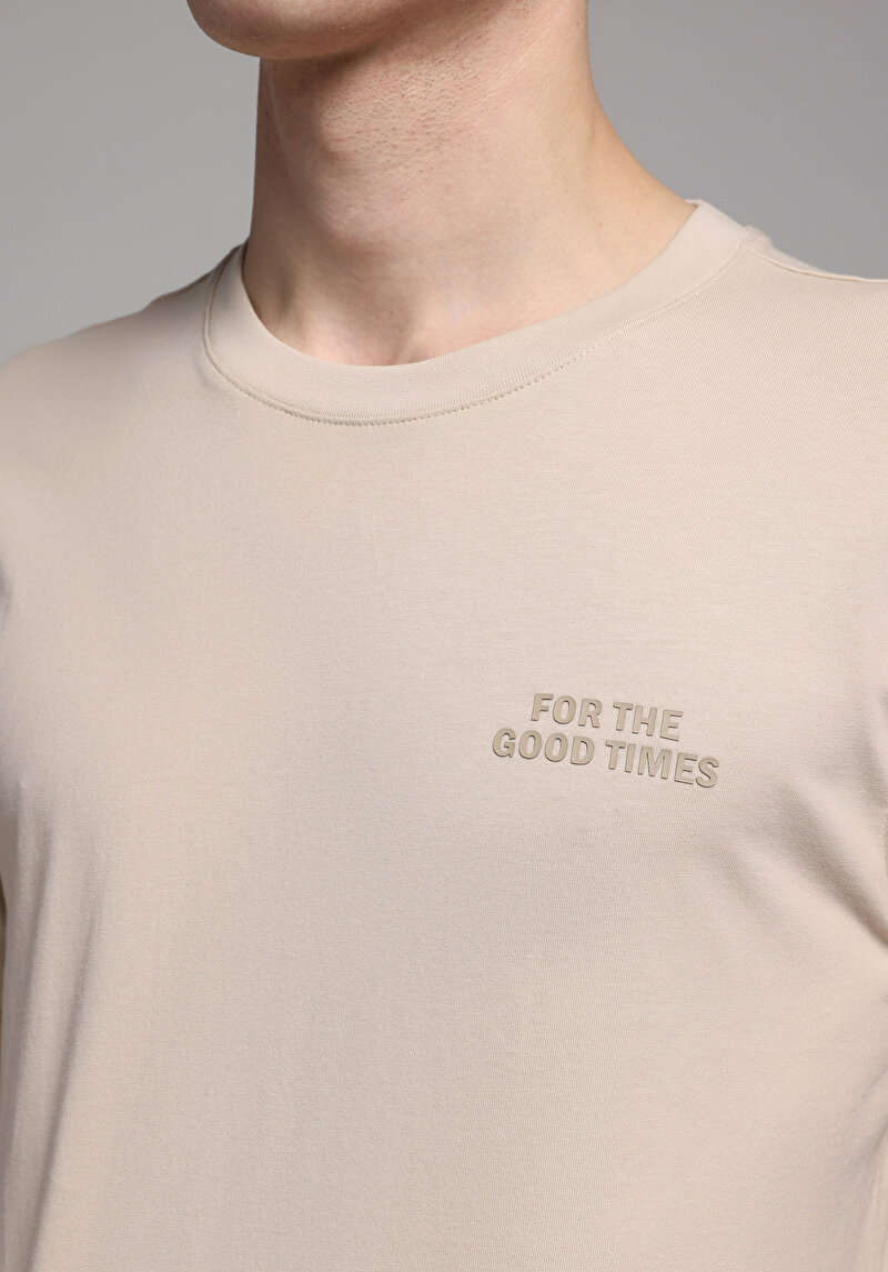 Afișați detalii pentru Tricou Cu Maneca Scurta De Barbati Bej Regular Fit  Cl1079722