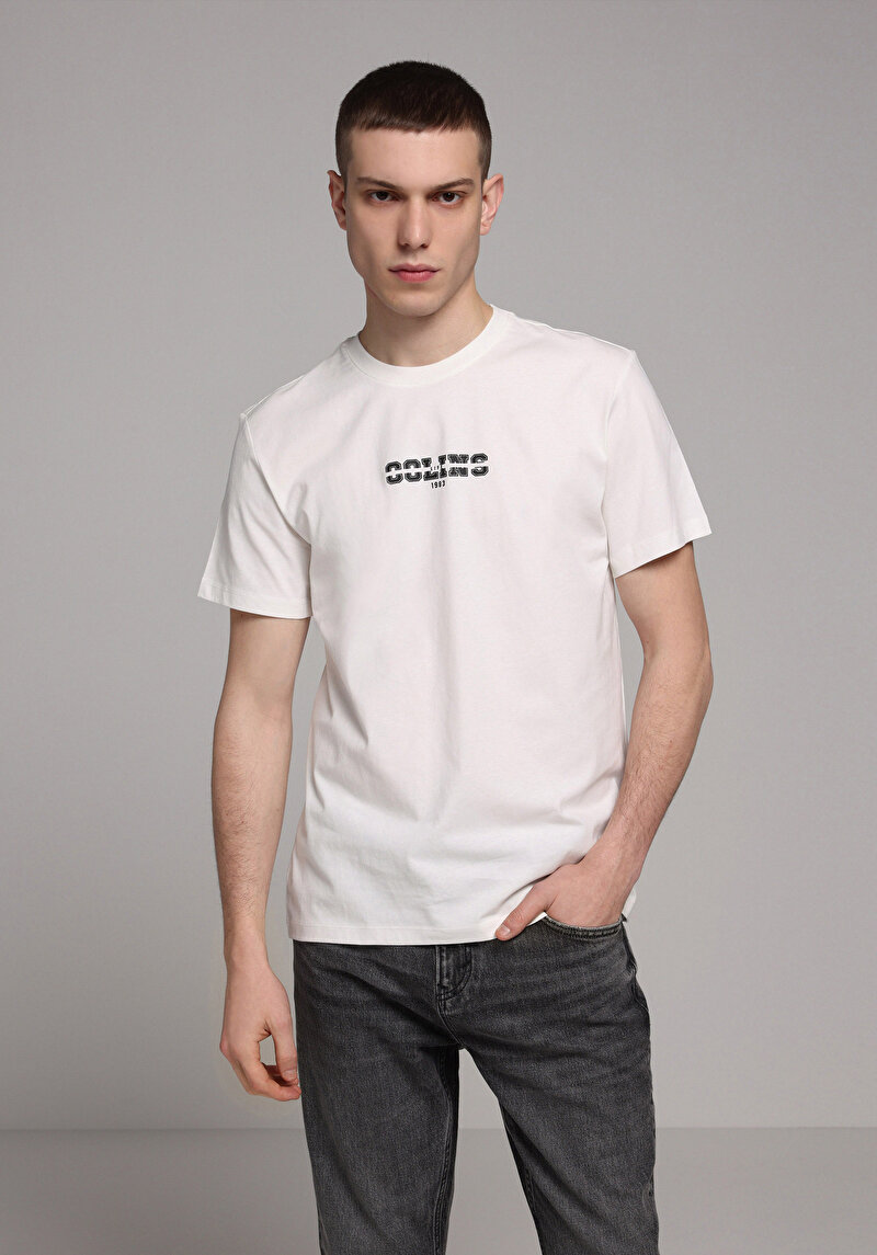 Imagine a Tricou Cu Maneca Scurta De Barbati Alb Regular Fit Cl1079724