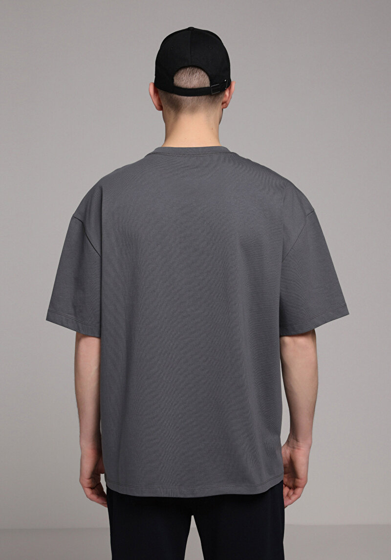 Imagine a Tricou Cu Maneca Scurta De Barbati Antracit Oversize Fit Cl1080061