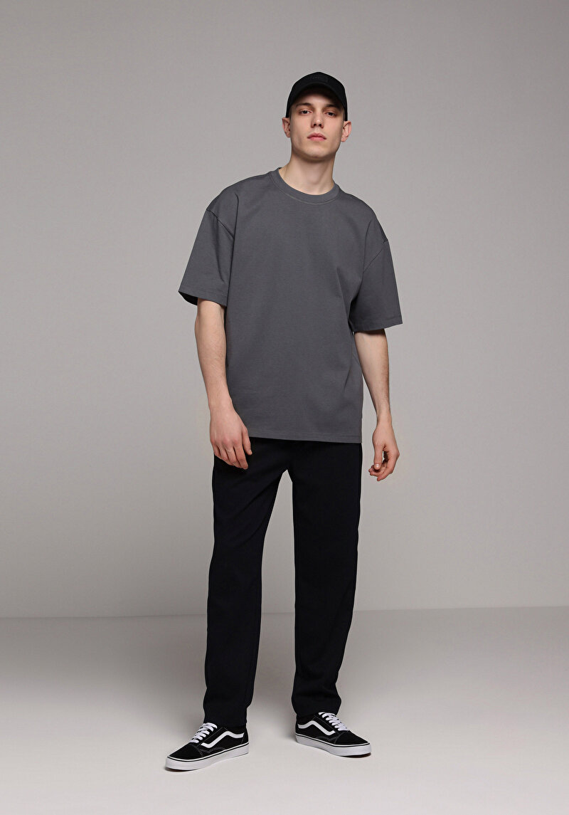 Afișați detalii pentru Tricou Cu Maneca Scurta De Barbati Antracit Oversize Fit  Cl1080061