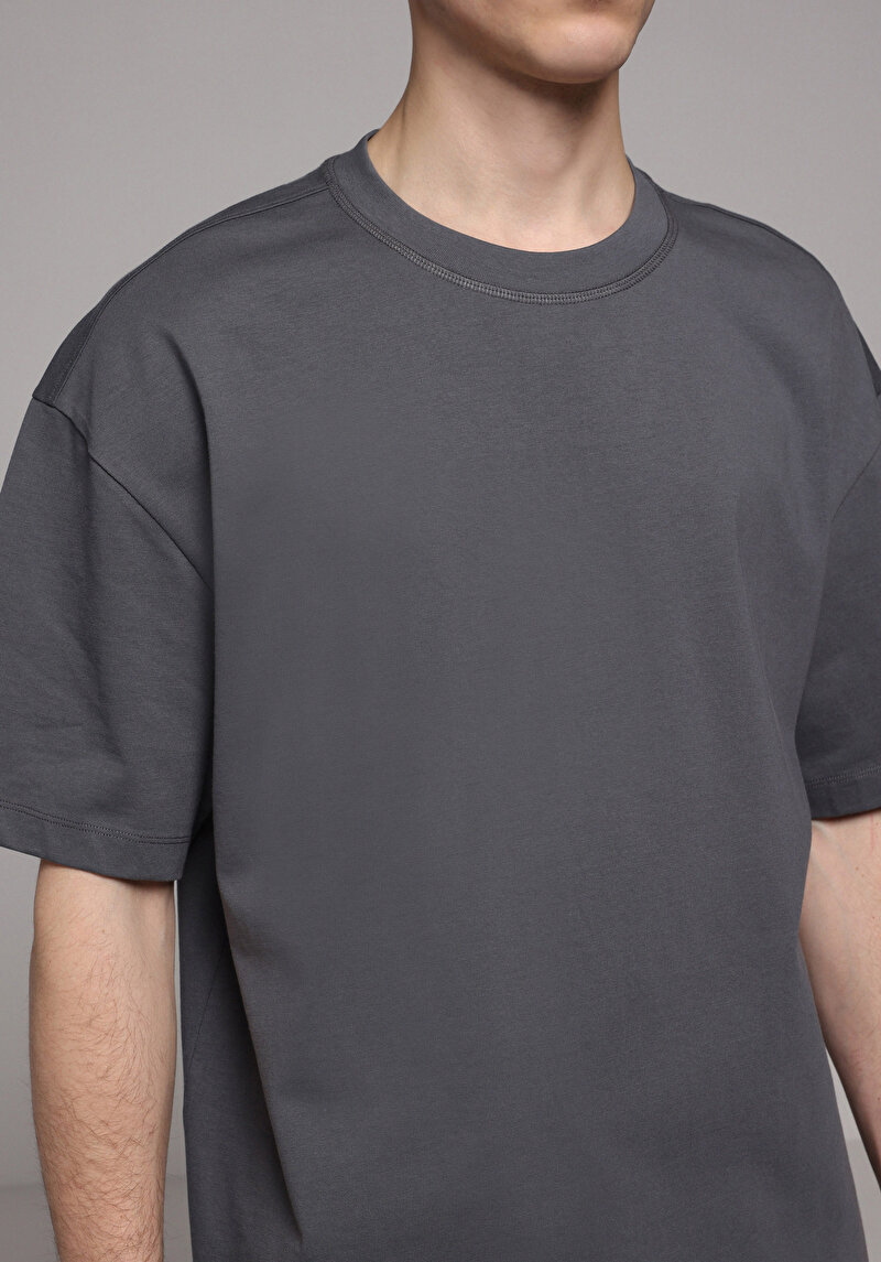 Afișați detalii pentru Tricou Cu Maneca Scurta De Barbati Antracit Oversize Fit  Cl1080061