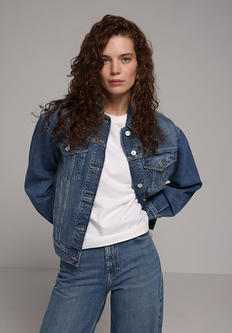 Imagine a Jacheta De Dama Albastru Oversize Fit Cl1078443