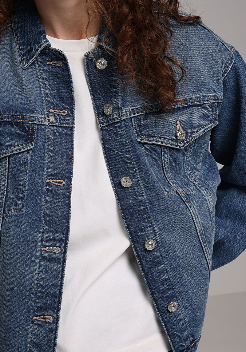 Imagine a Jacheta De Dama Albastru Oversize Fit Cl1078443