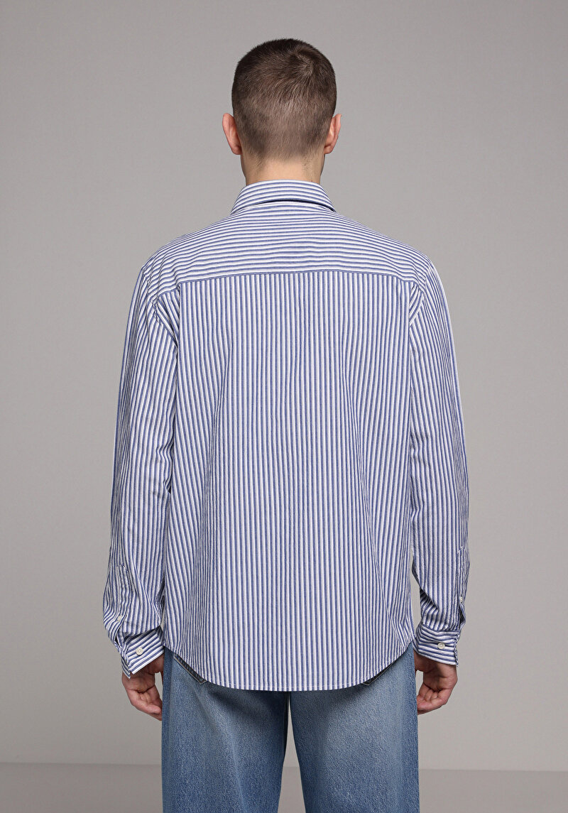 Imagine a Camasa Cu Maneca Lunga De Barbati Albastru Regular Fit Cl1078078