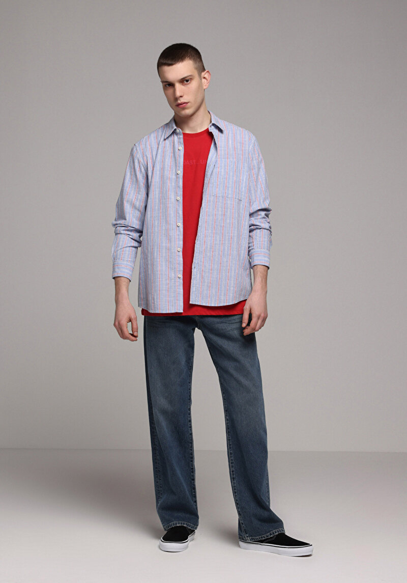 Imagine a Camasa Cu Maneca Lunga De Barbati Albastru Regular Fit Cl1078617