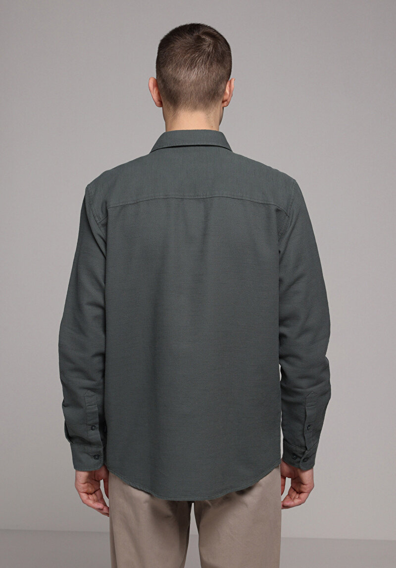 Imagine a Camasa Cu Maneca Lunga De Barbati Verde Regular Fit  Cl1078983