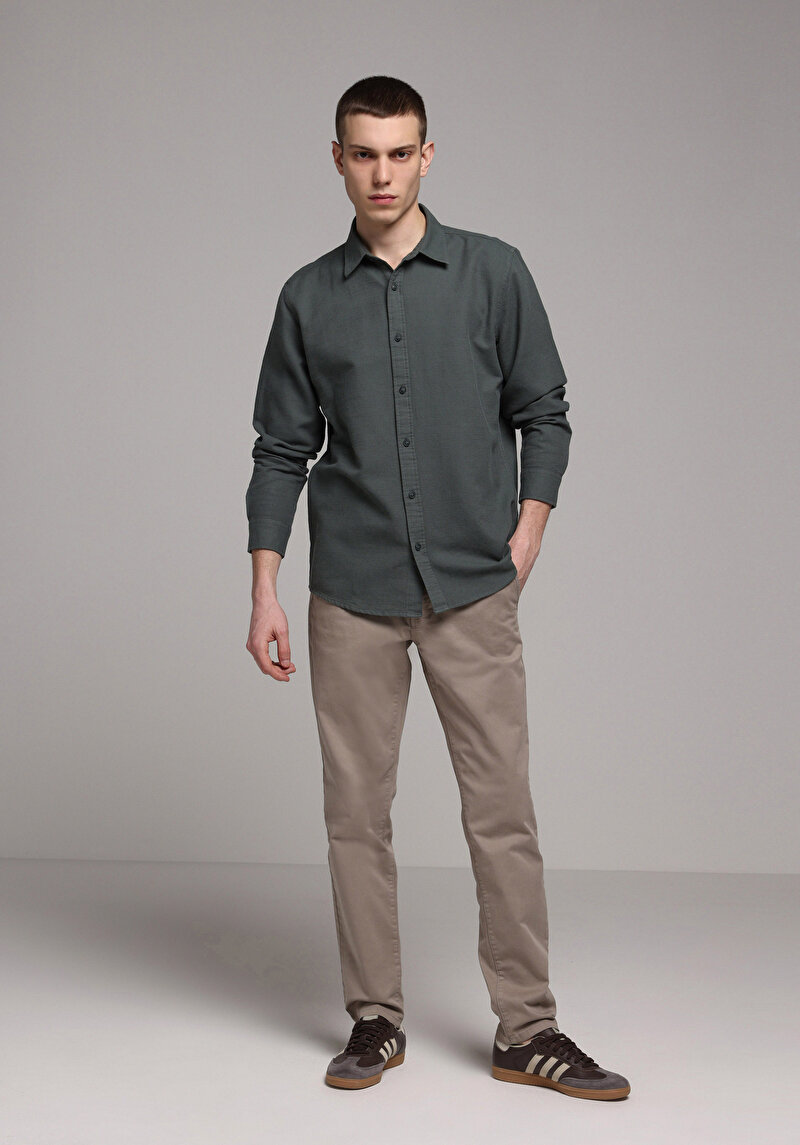 Imagine a Camasa Cu Maneca Lunga De Barbati Verde Regular Fit Cl1078983