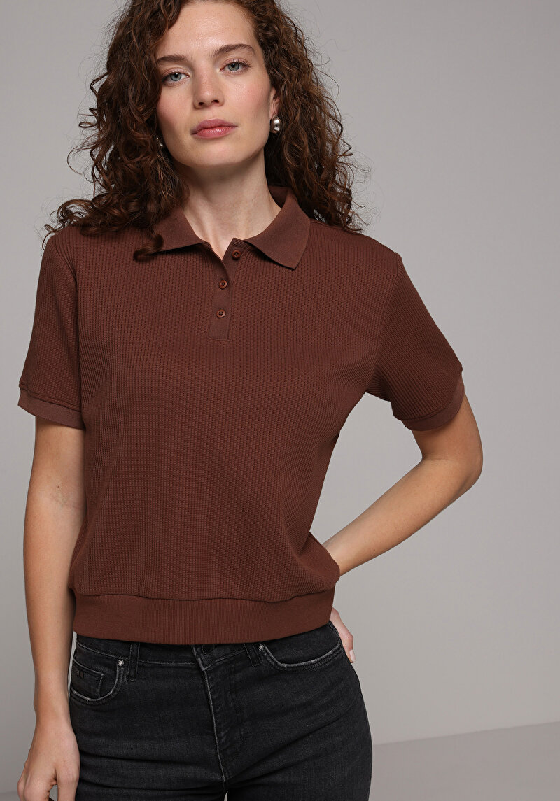 Imagine a Tricou Polo Cu Maneca Scurta De Dama Maro Regular Fit Cl1080452