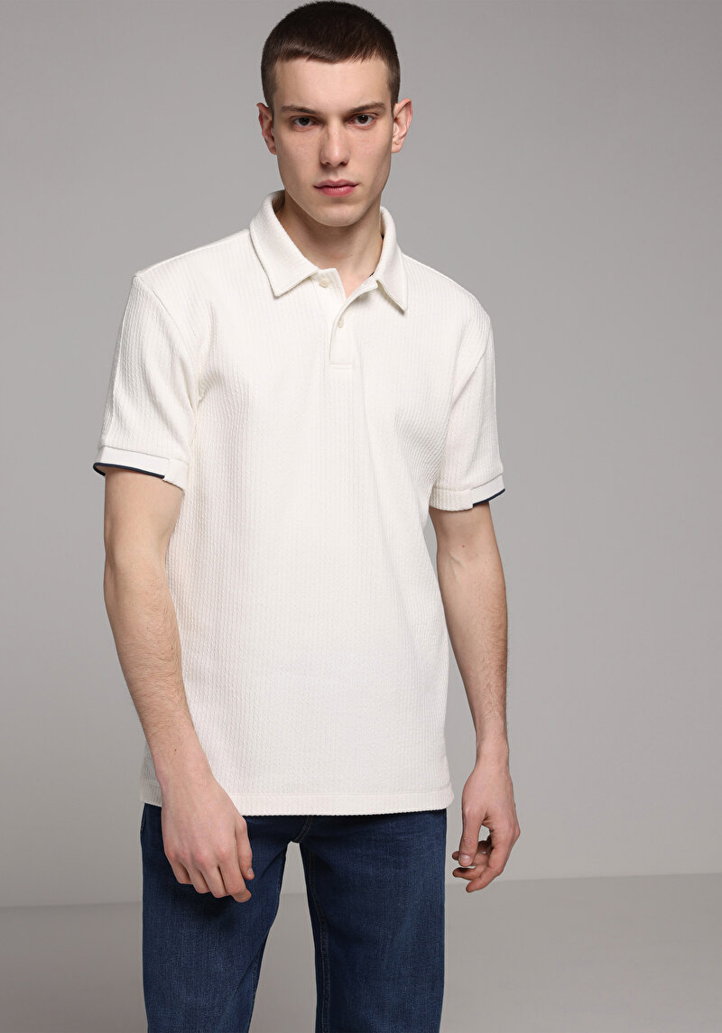 Imagine a Tricou Polo Cu Maneca Scurta De Barbati Alb Regular Fit  Cl1079903