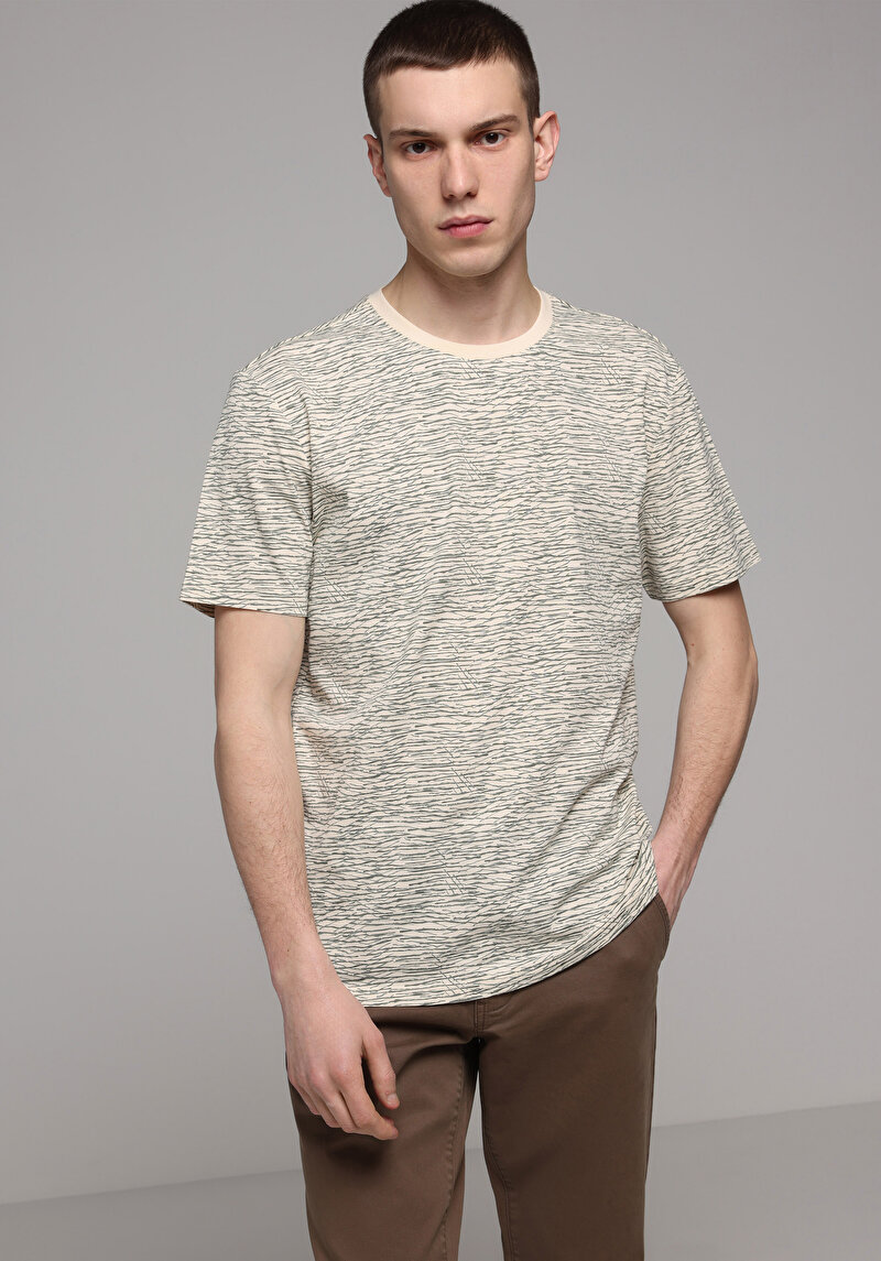 Imagine a Tricou Cu Maneca Scurta De Barbati Bej Regular Fit Cl1075248