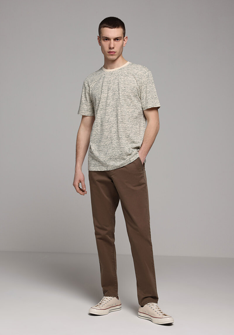 Imagine a Tricou Cu Maneca Scurta De Barbati Bej Regular Fit Cl1075248