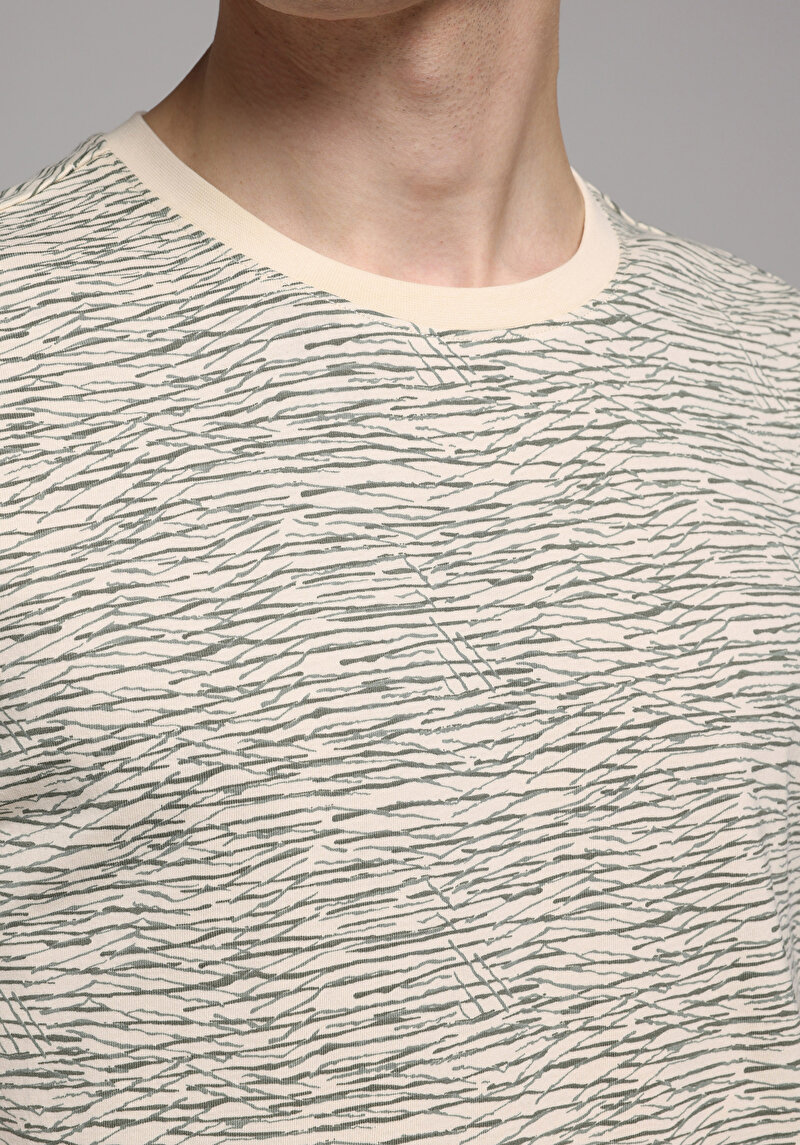 Imagine a Tricou Cu Maneca Scurta De Barbati Bej Regular Fit Cl1075248