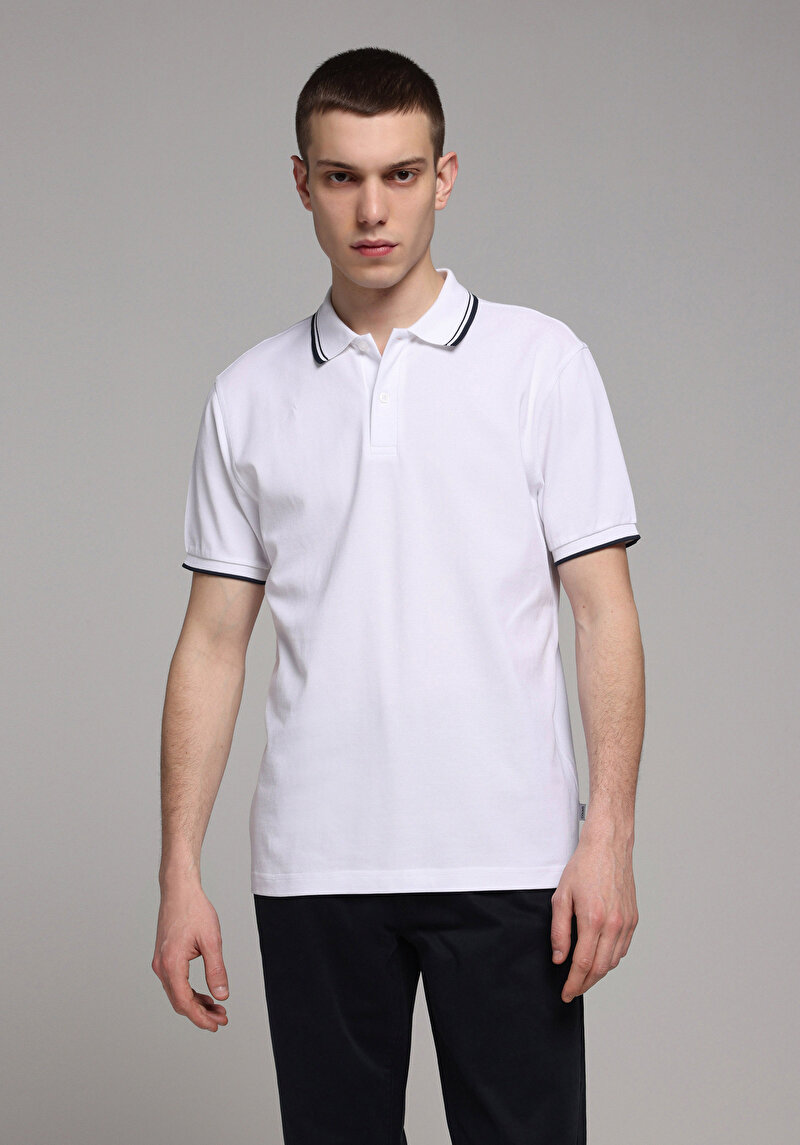 Imagine a Tricou Polo Cu Maneca Scurta De Barbati Alb Regular Fit Cl1080027