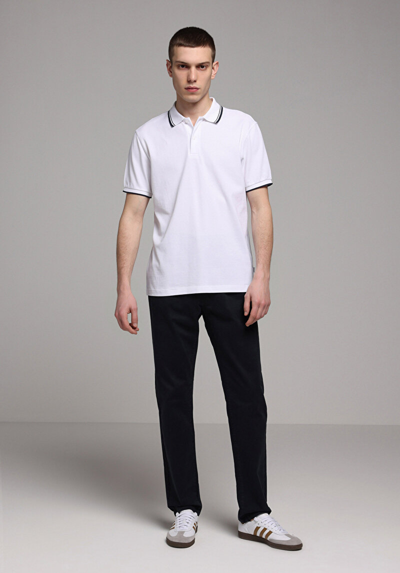 Afișați detalii pentru Tricou Polo Cu Maneca Scurta De Barbati Alb Regular Fit  Cl1080027