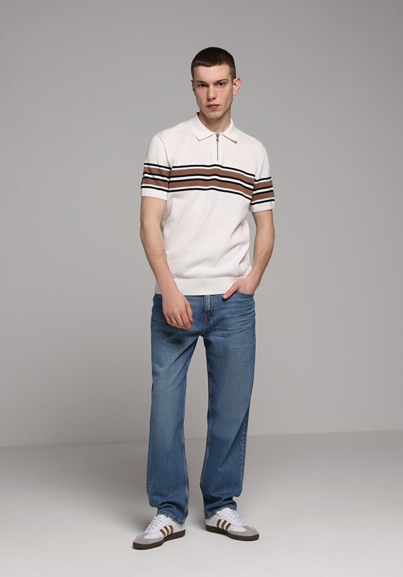 Afișați detalii pentru Pulover Cu Mâneci Scurte De Barbati Alb Regular Fit  Cl1077902