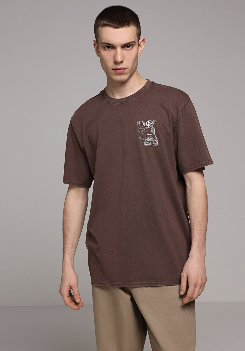 Imagine a Tricou Cu Maneca Scurta De Barbati Maro Comfort Fit Cl1078668