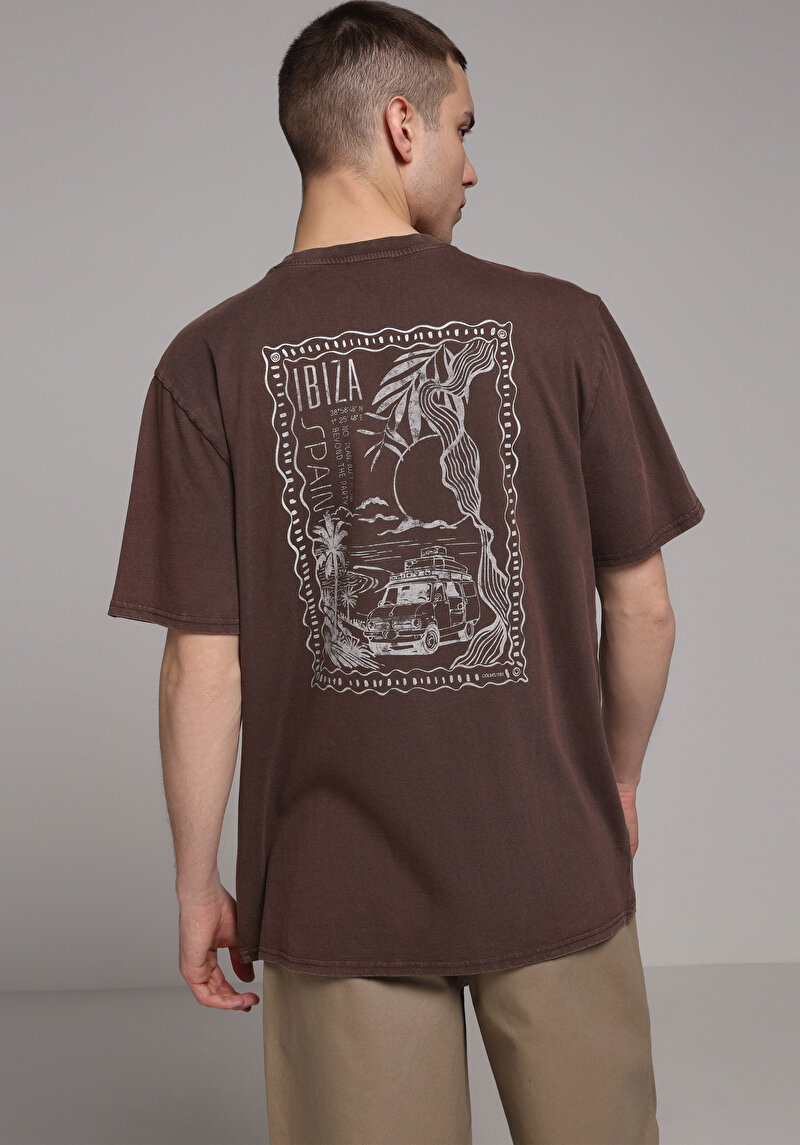 Imagine a Tricou Cu Maneca Scurta De Barbati Maro Comfort Fit  Cl1078668