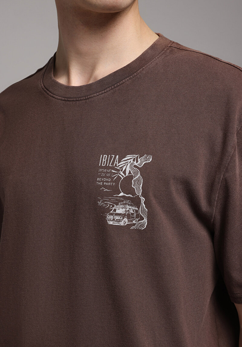 Imagine a Tricou Cu Maneca Scurta De Barbati Maro Comfort Fit Cl1078668