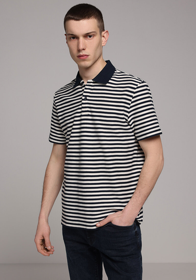 Imagine a Tricou Polo Cu Maneca Scurta De Barbati Albastru Marin Regular Fit  Cl1079286