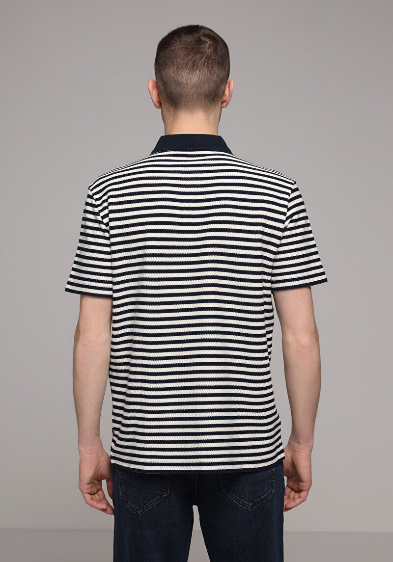 Afișați detalii pentru Tricou Polo Cu Maneca Scurta De Barbati Albastru Marin Regular Fit  Cl1079286