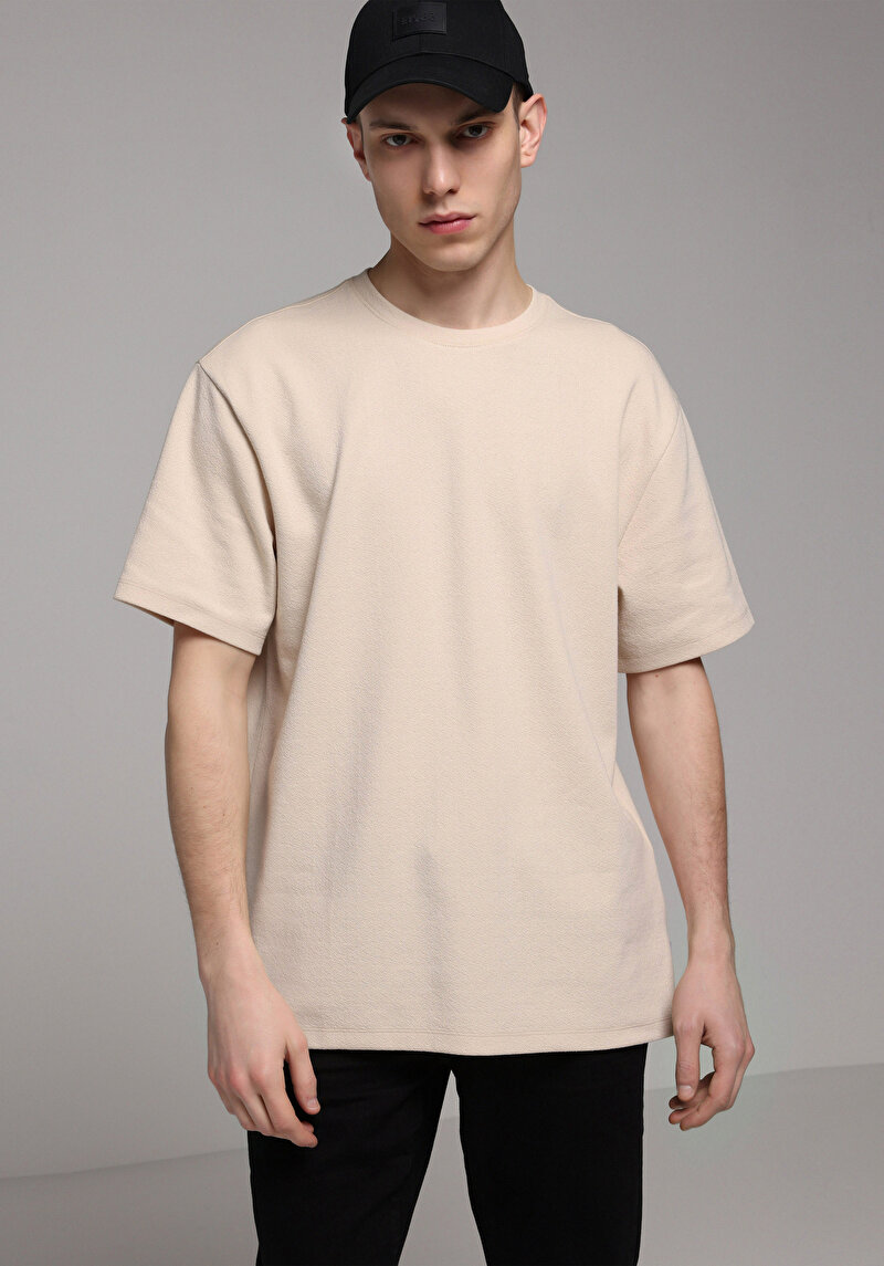 Imagine a Tricou Cu Maneca Scurta De Barbati Bej Comfort Fit  Cl1074706